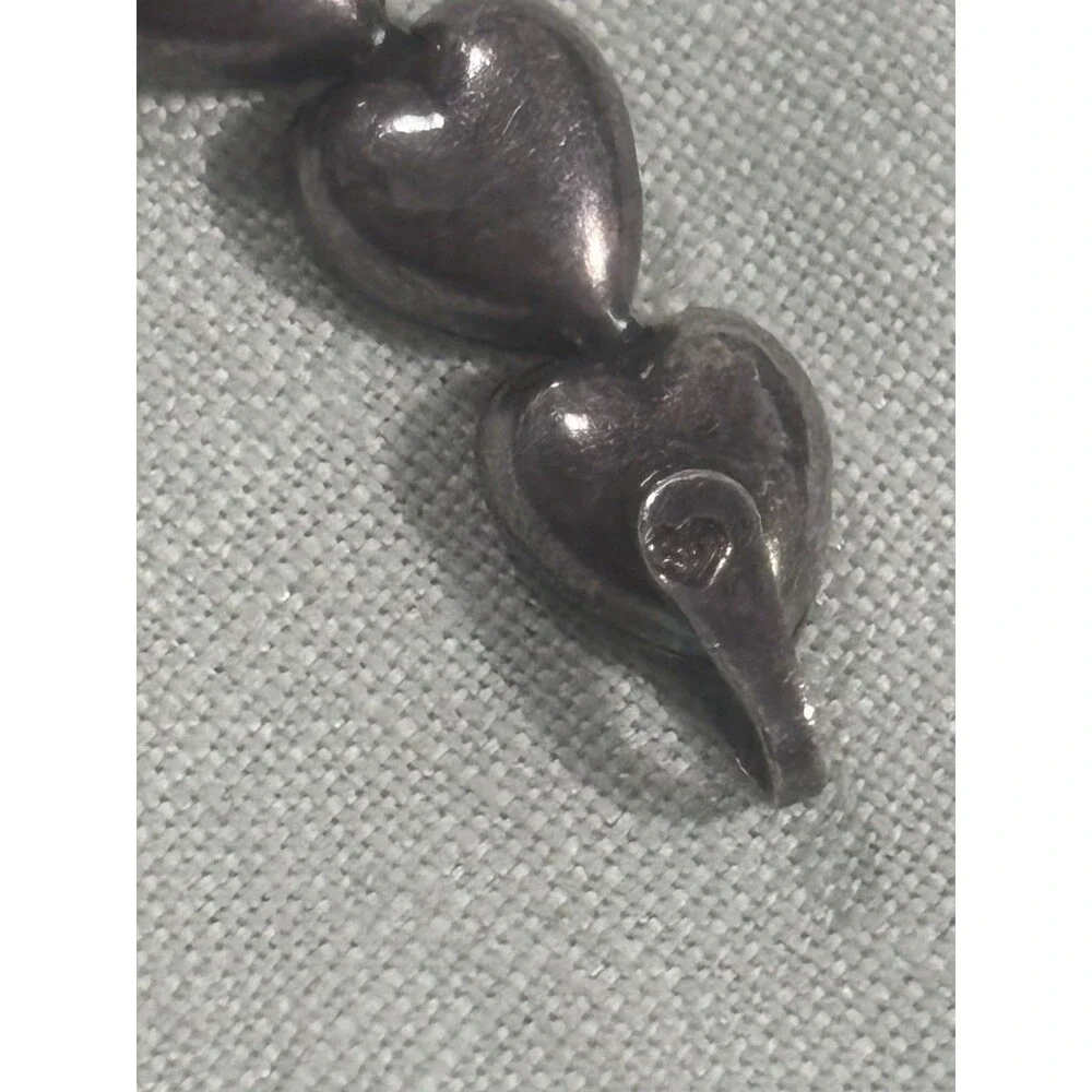Sterling Silver Puffy Heart Bracelet 925 Italy 7” Romantic Designer Style Gift
